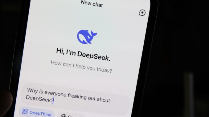 Screenshot of the DeepSeek app as US lawmakers call for a ban over national security and privacy concerns after the Chinese AI app was found transferring user data to a banned state-owned company.
